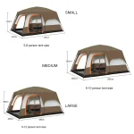 Toby's New 8-12 person double layer outdoor camping tent, a bedroom and a living room, family cabin (Brown) - Image 6