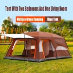 Toby's New 6-8 person double layer outdoor camping tent, A bedroom and a living room, family cabin (Brown) - Image 3