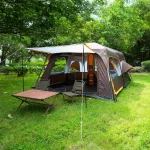 Toby's New 6-8 person double layer outdoor camping tent, A bedroom and a living room, family cabin (Brown) - Image 4