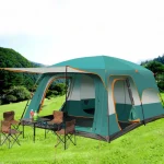 Toby's New 8-12 person double layer outdoor camping tent, 1 bedroom and a living room, family cabin (Green)