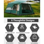Toby's New 6-8 person double layer outdoor camping tent, A bedroom and a living room, family cabin (Green) - Image 3