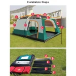 Toby's New 4-6 person double layer outdoor camping tent, A bedroom and a living room, family cabin (Green) - Image 3