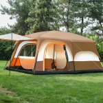 Toby's New 4-6 person double layer outdoor camping tent, A bedrooms and a living room, family cabin (Khaki) - Image 3