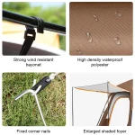 Toby's New 4-6 person double layer outdoor camping tent, A bedrooms and a living room, family cabin (Khaki) - Image 6