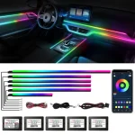 Toby's Dream color Acrylic Interior Car LED Strip 6 in 1 Light with Wireless APP RGB LEDs Fiber Optic Ambient Lighting Kits 16 Million Colors Sound Active Function Car Neon Lights