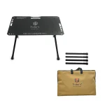 Toby's Lightweight Aluminum Camping Table-04 Your Perfect Companion for Picnics, Barbecues, and Relaxing Outdoor Adventures with Adjustable Height and Easy Portability (Black)