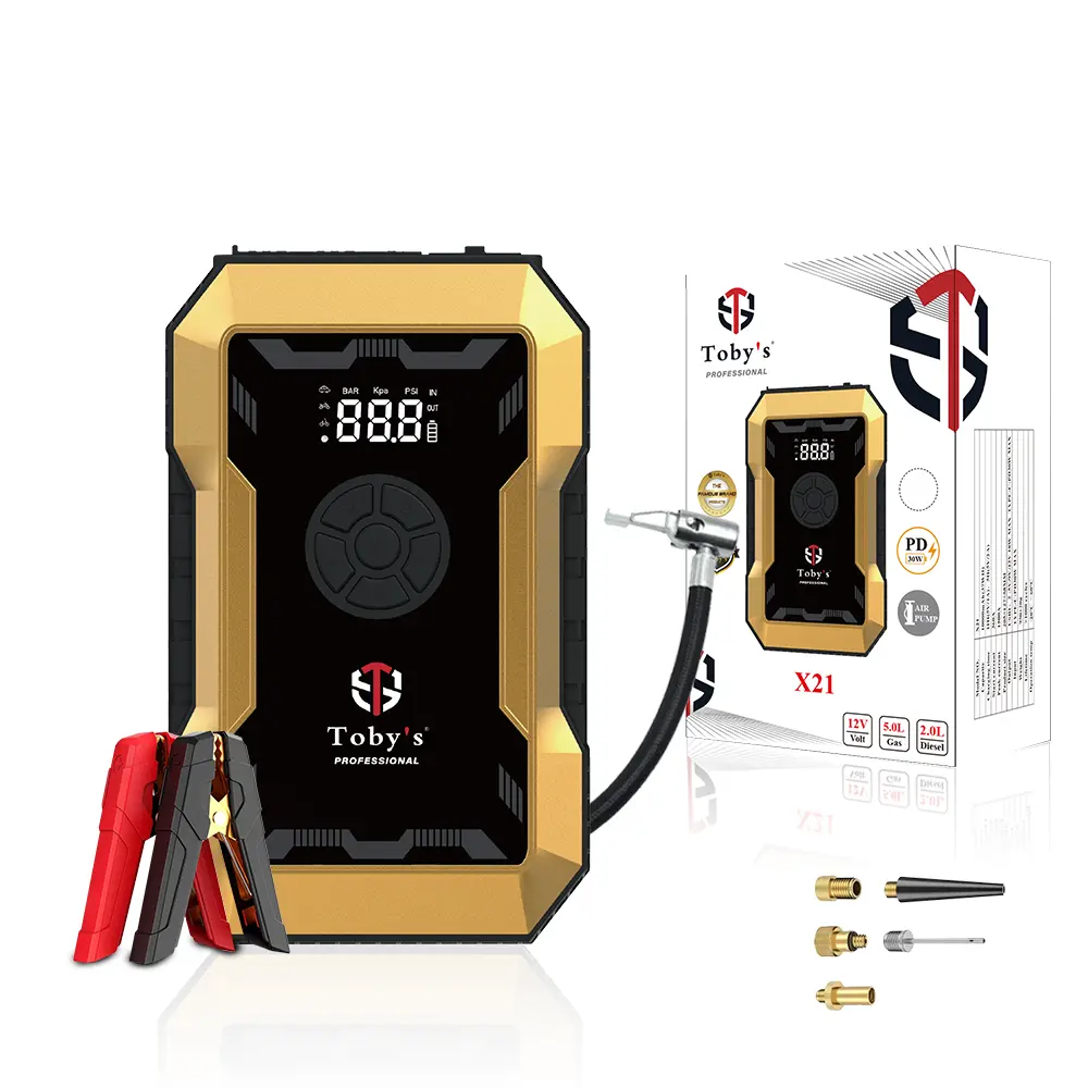 1-2-10.webp Toby's X21 Jump Starter with Compressor for Cars 10000mAh and 37WH Best Power Bank for Electronic Devices - Image 1