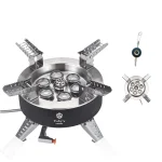 Toby's 18000W Titanium Alloy Portable Picnic Camping Stove Windproof Design Gas Cooking Burner with Piezo Ignition & Carry Case Collapsible Stove Burner for Outdoor Backpacking/Hiking/Picnic