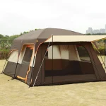 Toby's New 8-12 person double layer outdoor camping tent, a bedroom and a living room, family cabin (Brown) - Image 2