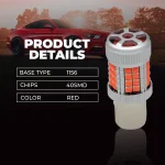 Tobys Super Bright Low Power 1156 40SMD LED Bulbs with 3030 Chip replacement for Back Up Reverse Brake Lights (Red) - Image 5
