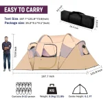 Toby's Tent 8-12 Person Camping Tents, Weather Resistant Family Tent, 2 Large Mesh Windows, Double Layer, Divided Curtain for Separated Room, Portable with Carry Bag ( Big) - Image 6