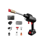 Electric High Pressure Cleaner Machine, 24V Cordless Portable Washer, 200W 30 Bar Lithium Handheld Car Cleaning Device With Foam Generator Nozzle Water Pump, ASB + PC Material, Black