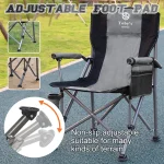 Toby's Camping Chair-08 Folding Heavy-Duty Quad Outdoor Large Chairs Support 330 lbs High Back Padded Thicken Oxford with Armrests Cup Holder Carry Bag for Outside (Grey) - Image 5