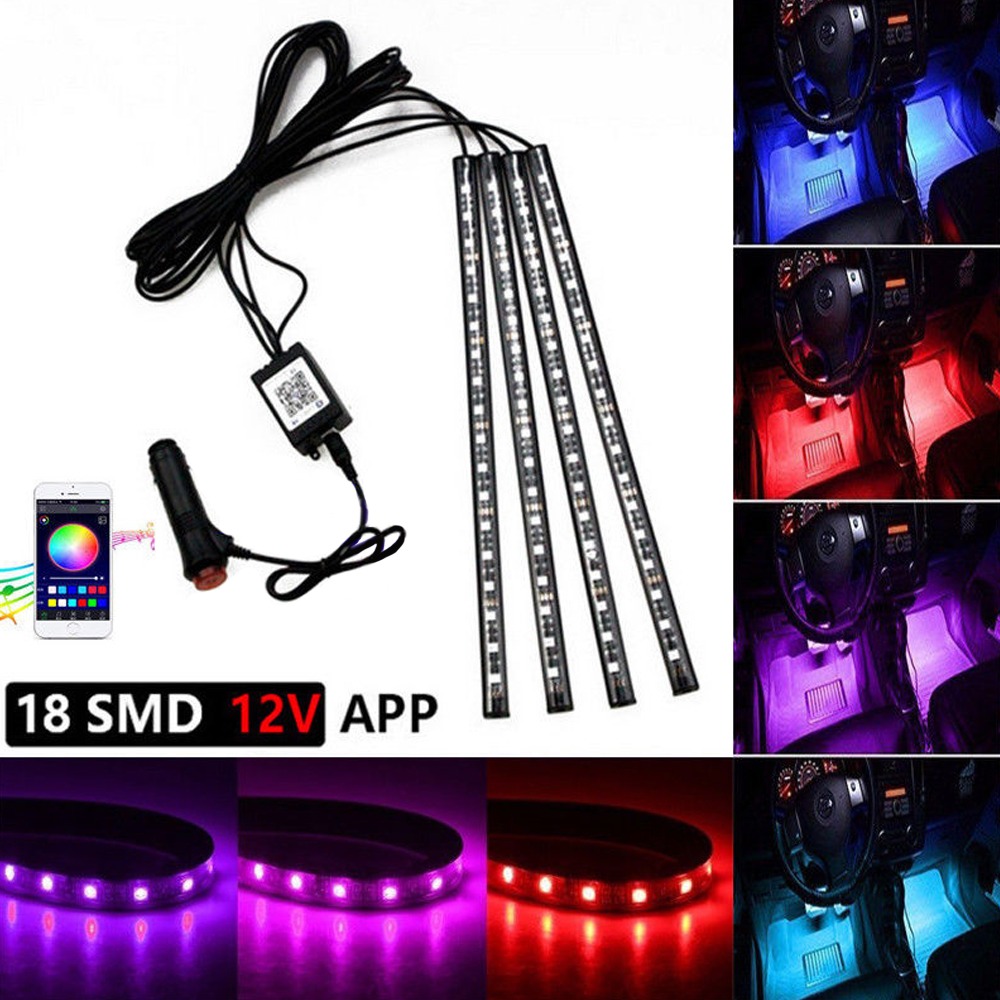 4xCar-18LEDs-RGB-Interior-Atmosphere-Music-Control-Strip-Lights-1.jpg 4xCar 18LEDs RGB Interior Atmosphere Music Control Strip Lights - Image 1