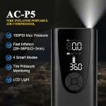Tobys AC-P5 Tire Inflator Portable Air Compressor Upgrade 8000mAh Electric Air Pump for Car 150-PSI - Image 6