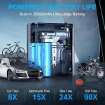 Tobys AC-P6 Tire Inflator Portable Air Compressor 20000mAh Battery & 12V DC Cordless Air Pump for Car Tires 150PSI - Image 5