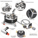 Toby's 6800W Camping Gas Stove Folding 3 Burners Piezo Ignition Backpacking Stove Outdoor Cooking Stove Furnace for Camping Hiking Picnic Emergency - Image 9