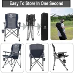 Toby's Camping Chair-08 Folding Heavy-Duty Quad Outdoor Large Chairs Support 330 lbs High Back Padded Thicken Oxford with Armrests Cup Holder Carry Bag for Outside (Grey) - Image 3
