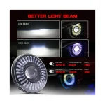 Halo Angel Eyes DRL Dual Beam Headlight for Jeep Wrangler, JP 7 inch 50W RGB - Image 2