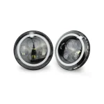 7 Inches 60W High/Low Beam Halo Angel Eyes LED Headlight With DRL Amber White, IP67 Waterproof Rating with Aluminum Housing Material