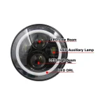 7 Inches 60W High/Low Beam Halo Angel Eyes LED Headlight With DRL Amber White, IP67 Waterproof Rating with Aluminum Housing Material - Image 5