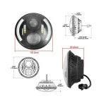 Jeep 7 inch LED Headlight Halo Angel Eyes, JP 7 WY, Round Hi/Lo Beam Headlight Yellow Signal - Image 7