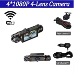 Toby's 3inch 4 Channel 1080P Dash Cam for Cars WIFI GPS 360° Video Recorder Rear View Camera Car DVR 24H Hardware Kit Car Assecories