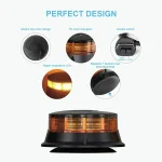 4.2Inches Amber Beacon Light, 19W LED Emergency Strobe Lights for Vehicles, 7 Flashing Modes Safety Warning Lights Magnetic, Polycarbonate Lens Material with IP67 Waterproof Rating - Image 4