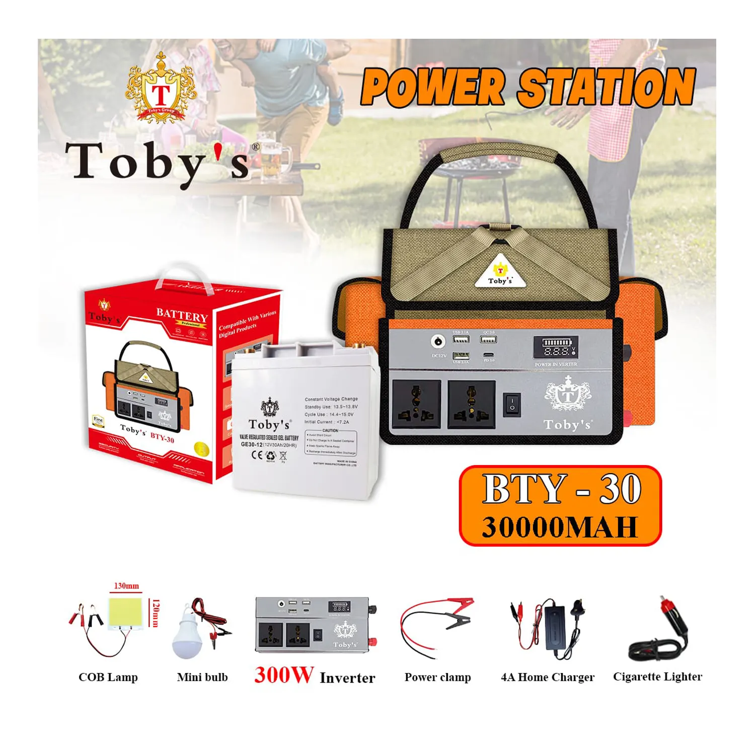 BTY-30A-Rechargeable-Battery-1.webp Tobys BTY 30A Battery 25000mAh Power Rechargeable Battery With 300Watts Power Inverter Best For Camping - Image 1