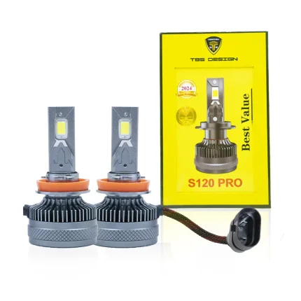 TBS DESIGN New S120 PRO 2024 Upgraded LED Headlight Bulbs,12000LM Super Bright, Headlights Conversion Kit 6500K Xenon White, Halogen Replacement with Fan ,Pack of 2
