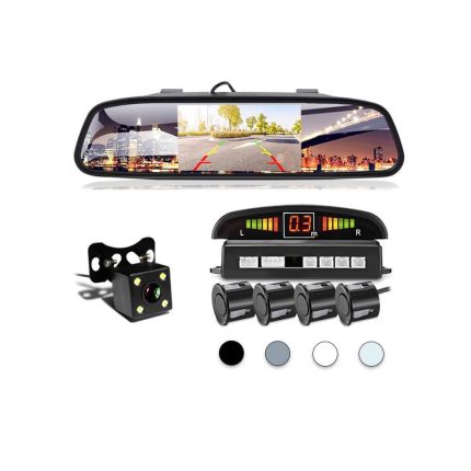 Car Security Package 3 In 1 TFT Mirror 4.3 Parking Sensors and Rear view Night Vision Camera - Black