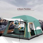 Toby's New 6-8 person double layer outdoor camping tent, A bedroom and a living room, family cabin (Green)