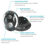 7 Inch Jeep LED Headlight 60W High/Low Beam Halo Angel Eyes, IP67 Waterproof Rating and Dustproof Design - Image 2