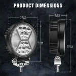 Round 54W LED Work Light With Amber DRL Light 5800Lm Flood Spot Combo Beam LED Light Bar - Image 3