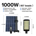 Tobys 6S 1000W  Outdoor  Solar Lights Motion Sensor Dusk to Dawn IP67 Waterproof with Remote Solar Security Flood Light for Backyard Garden Driveway Garage Parking Lot - Image 10