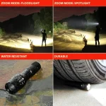 Toby's New Torch with 1000 Lumen Small LED Torch, Battery Powered Bright Torches, Zoom Flashlight can Long Shot and Floodlight - Image 4