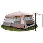 Toby's New 8-12 person double layer outdoor camping tent, A bedroom and a living room, family cabin (Khaki)