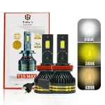 Toby's New T19 Max LED H4 Headlight 65Watts Bulbs 3 Color Changing Light (6000K Diamond White, 3000K Golden Yellow, 4300K Warm White) for High Beam, Low Beam, or Fog Light