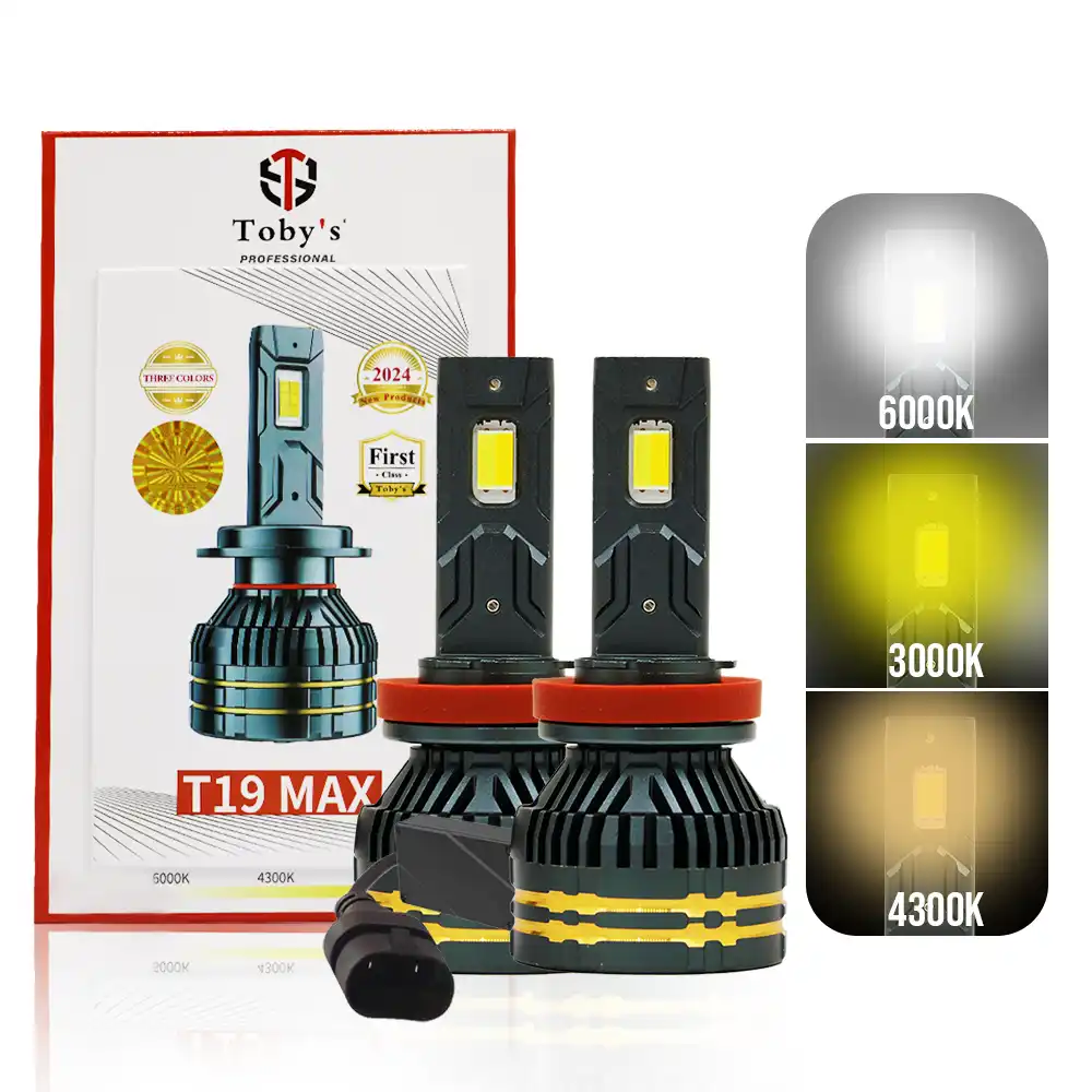 cvr-68.webp Toby's New T19 Max LED 9005 Headlight 65Watts Bulbs 3 Color Changing Light (6000K Diamond White, 3000K Golden Yellow, 4300K Warm White) for High Beam, Low Beam, or Fog Light - Image 1