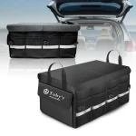 Toby's Car Trunk Organizer Foldable Waterproof Multi-Compartment Car Storage Organizer with Foldable Cover Reflective Strip