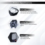 Tobys Lens Pro-006 3 Inch Bi LED Projector 80watts/pair power with 6000k Color Temperature Car Headlight - Image 7