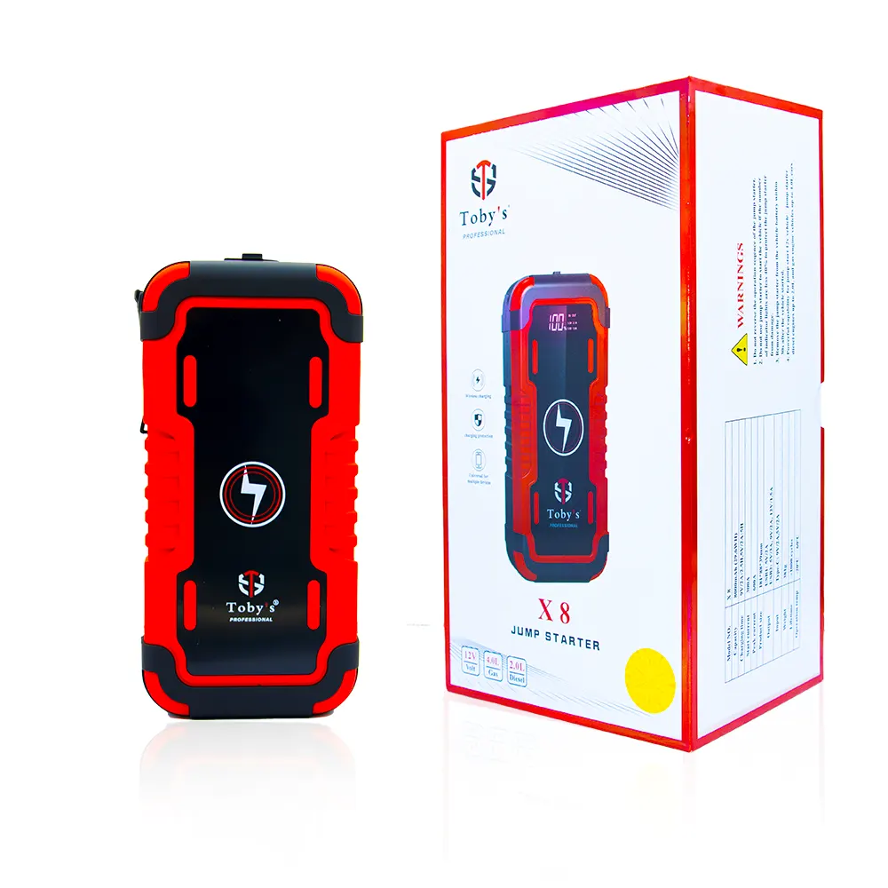 x8-cvr.webp Toby's X8 Powerful Jump Starter for Cars 8000mAh and 29.6WH with Wireless Power Bank For Electronic Devices - Image 1