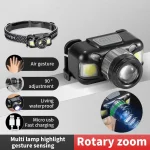 Tobys Headlamp-03 With Portable Motion Sensor LED Headlight Powerful Headlamp COB Flashlight Torch head light For Camping Fishing Cycing - Image 6