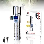 Toby?s TORCH-85 High Lumen Tactical Flashlight with LED Light Power Display Screen USB-C Charging and Rugged Metallic Body