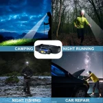 Tobys Headlamp 09 Head-Mounted COB Headlight USB Rechargeable LED Floodlight for Outdoor Camping - Image 8