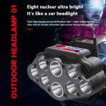 Tobys Headlamp 01  4Modes 8*XPG LED Headlamp USB Rechargeable Long Shoot Camping Head Light - Image 2