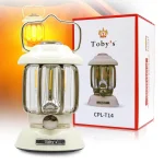 Toby's  CPL-T14 Led Camping Lights Portable Retro Atmosphere Lantern Stepless-dimming Knob Rechargeable Desk Lamp Reading Night Lights for Bedroom Office Hiking (White)