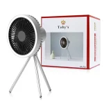 Toby's New CPL-T16 Tripod Fan 3in1 with Light for Outdoor Camping (Grey)