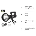Toby's Rechargeable High Lumens Spotlight Flashlight, 2000 Lumens Super Bright LED Searchlight with Tripod, 4 Modes, IPX5 Waterproof, Handheld Spotlight for Camping, Home Security, Emergency - Image 8