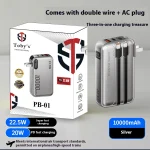 Toby&rsquo;s PB-01 10000mAh Power Bank 22.5W Fast Charging 3 in 1 AC Charger with Built-in Lightning & Type-C Cables, USB-A & Type-C Outputs - Image 4